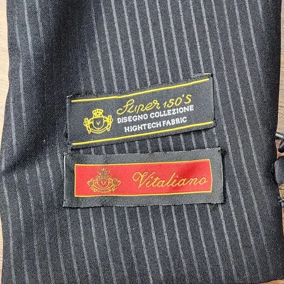 Vitaliano Tail Coat Tuxedo Men's 40R / 33W Super 150's‎ Black Pinstripe Formal